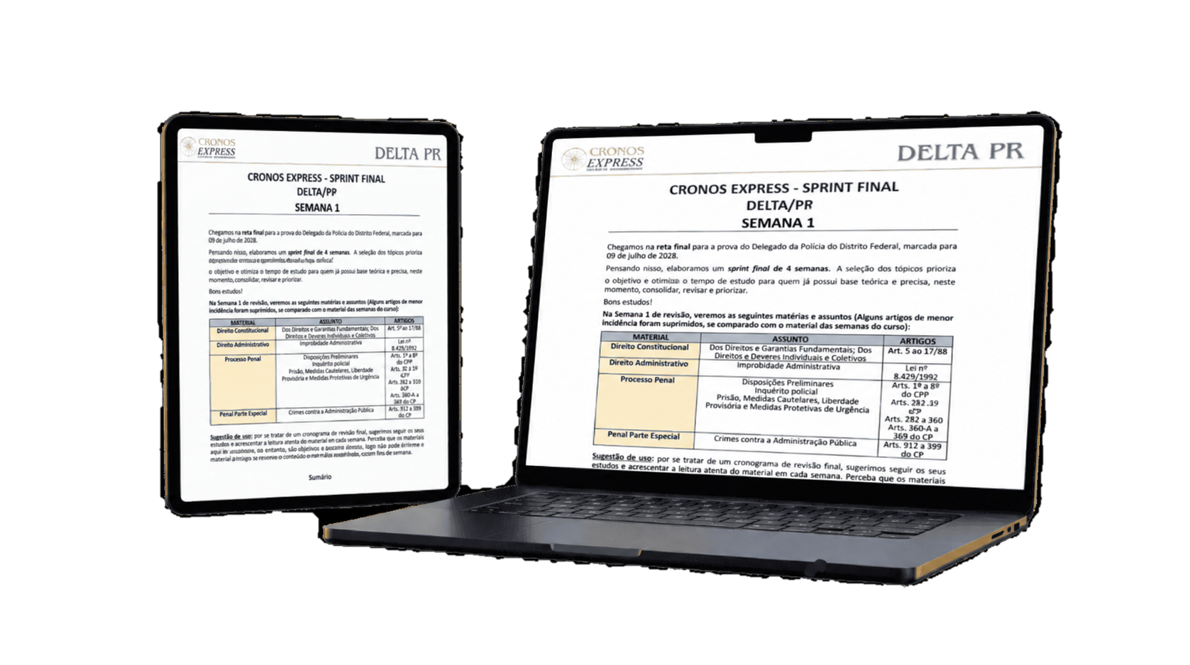 Mockup do material Cronos Express Sprint Final Delta PR